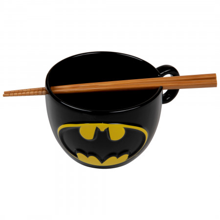 DC Batman Bat Symbol Ramen Bowl with Chopsticks